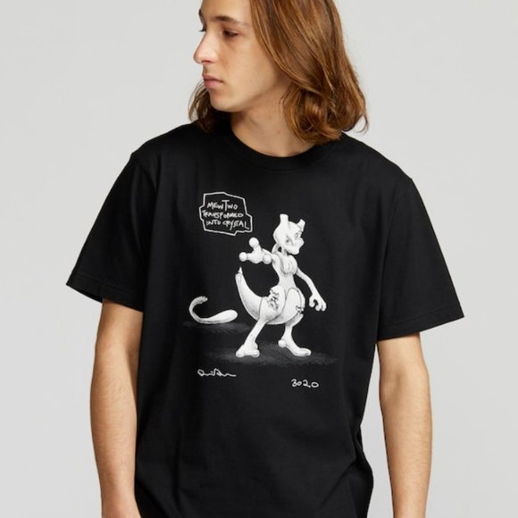 DANIEL ARSHAM X POKEMON T-Shirt Mewtwo Transformed into Crystal UNIQLO Size S - Picture 2 of 7